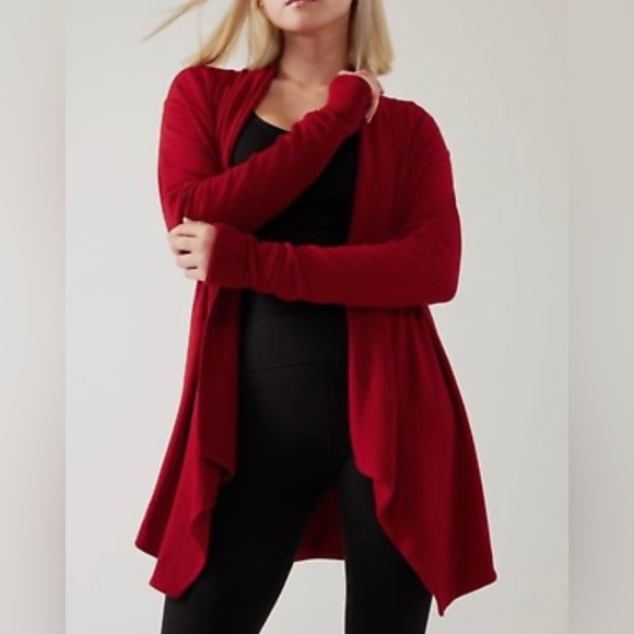 Athleta Sweaters - NWOT-Athleta Candy Red Pranayama Wrap, Size 1X